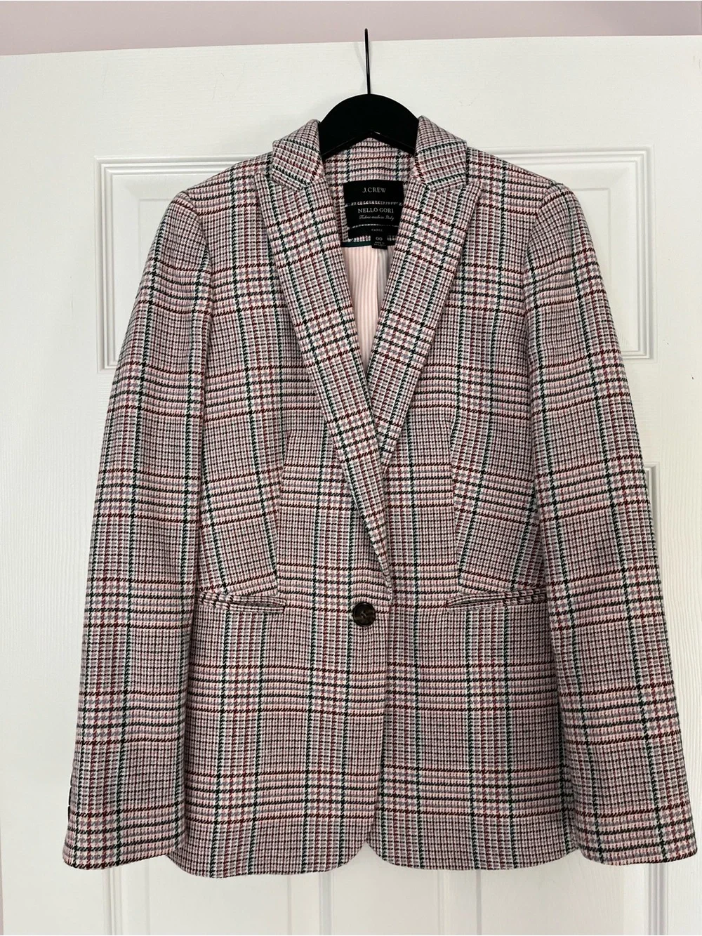 J.Crew Like New Parke Blazer Ivory Plaid Italian Wool AQ234 Size 00